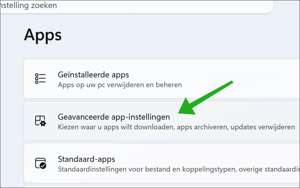 Geavanceerde app-instellingen