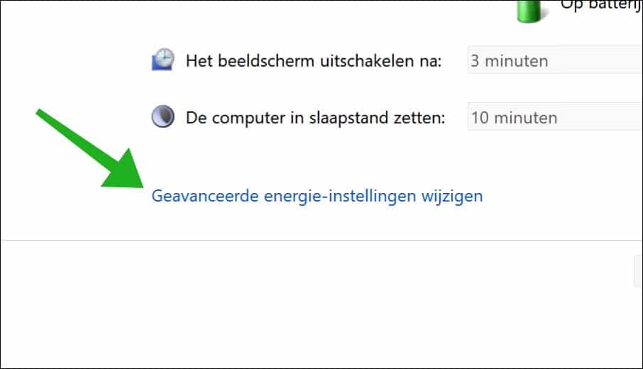 Geavanceerde energie-instellingen wijzigen