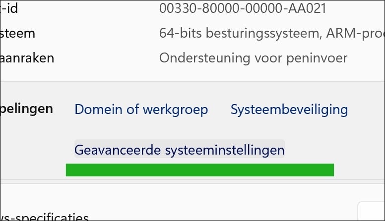 Geavanceerde systeeminstellingen