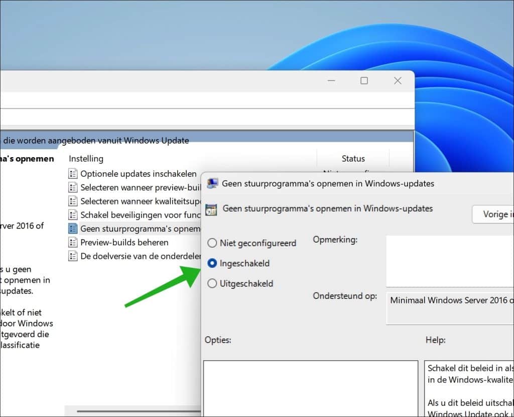 Geen stuurprogramma's opnemen in Windows-updates