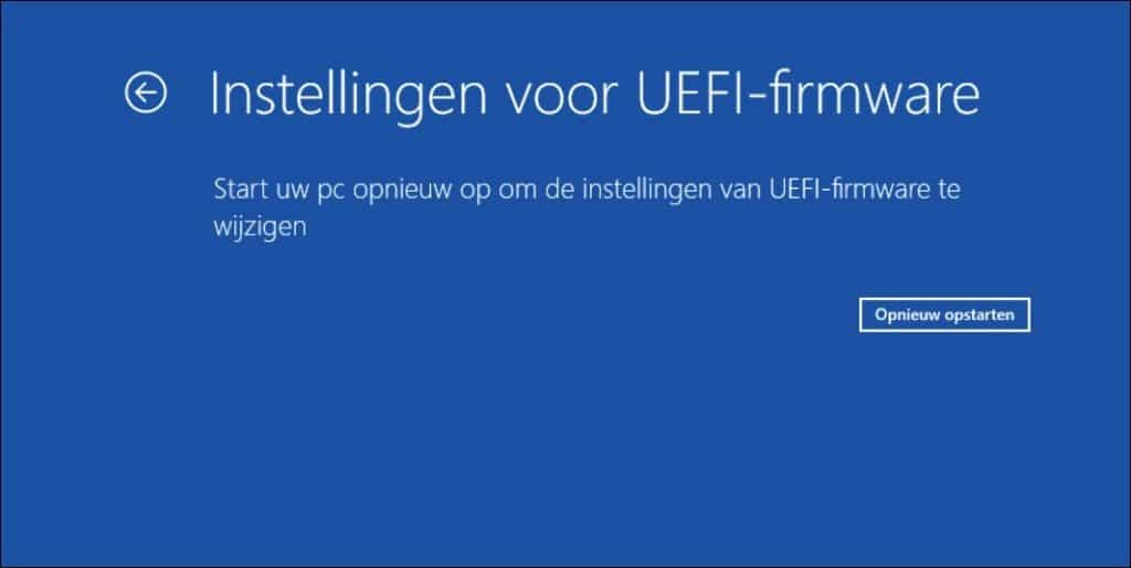 Instellingen voor UEFI-firmware
