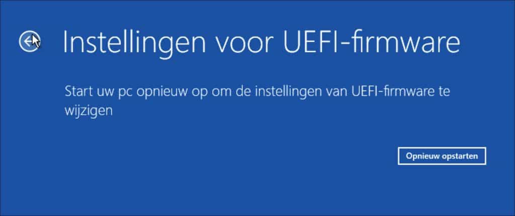 Instellingen voor UEFI-firmware