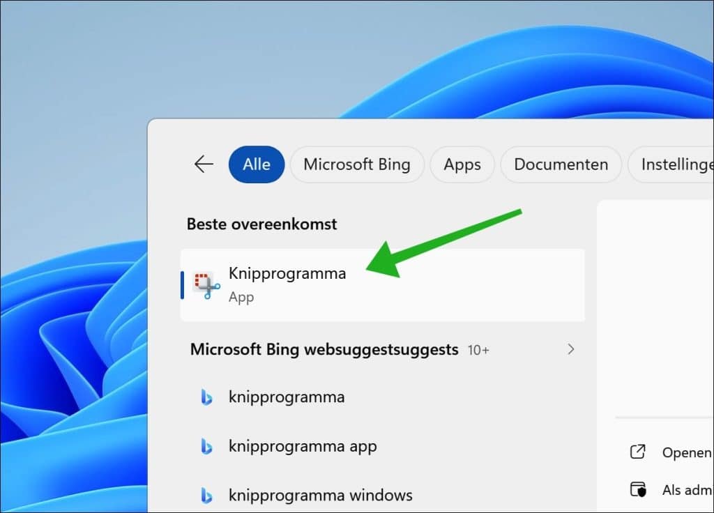 Knipprogramma openen