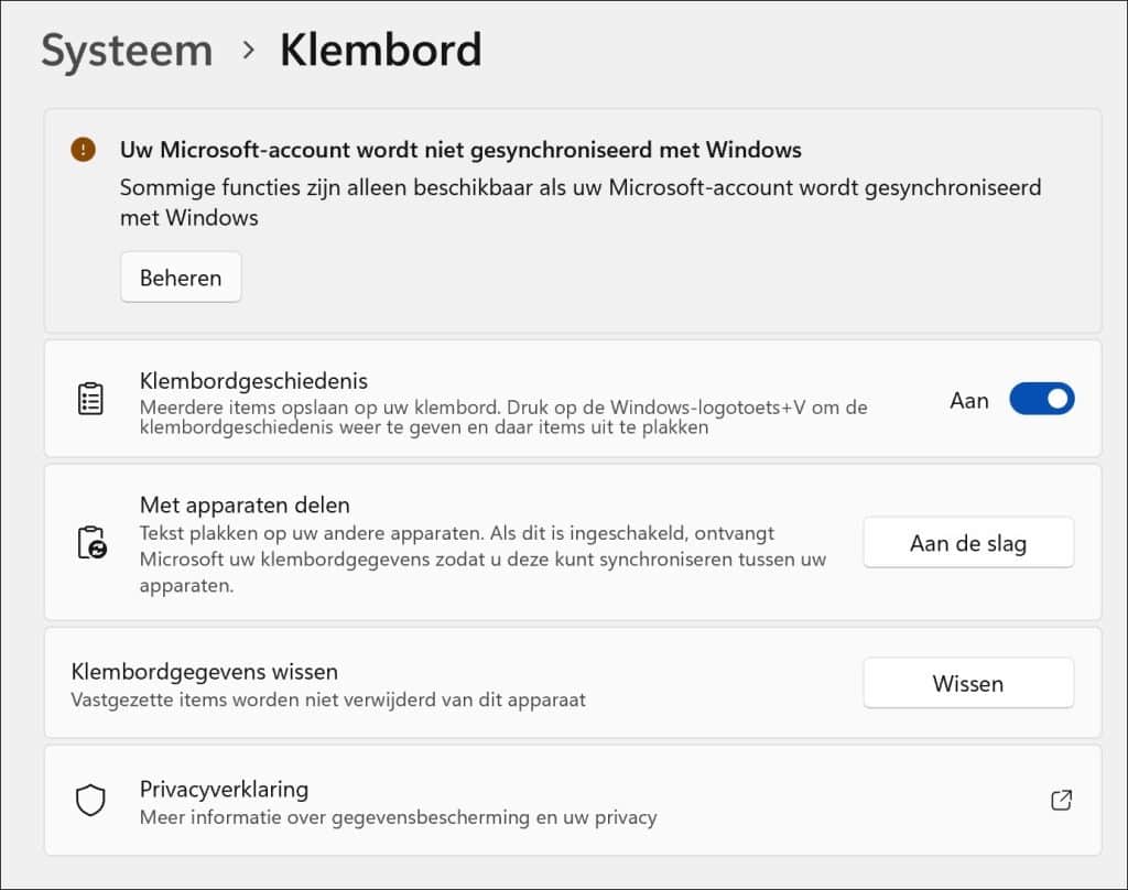 Meerdere klemborden synchroniseren uitschakelen