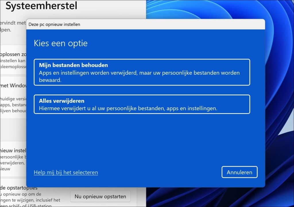 Mijn bestanden behouden
