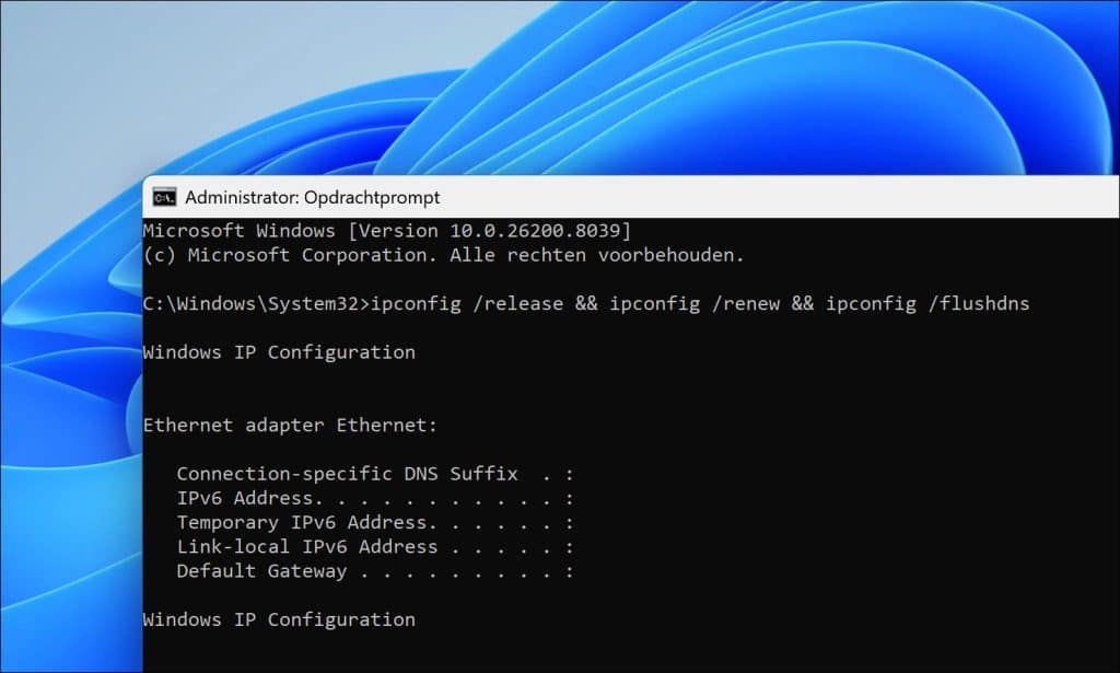 Netwerkproblemen oplossen met ipconfig