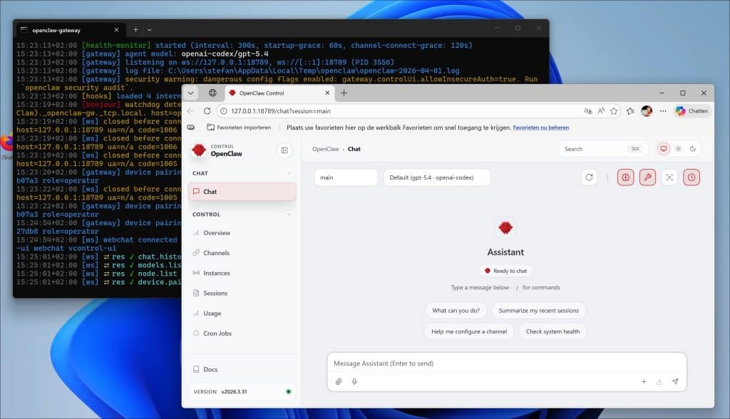 OpenClaw chat in browser