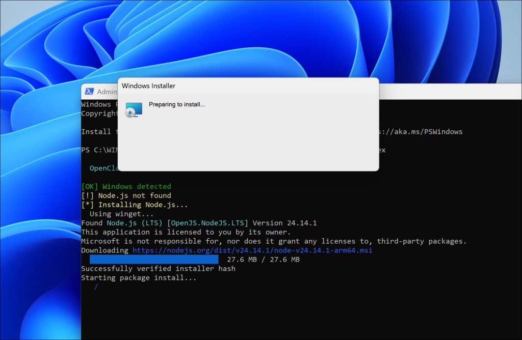 OpenClaw installeren Windows 11