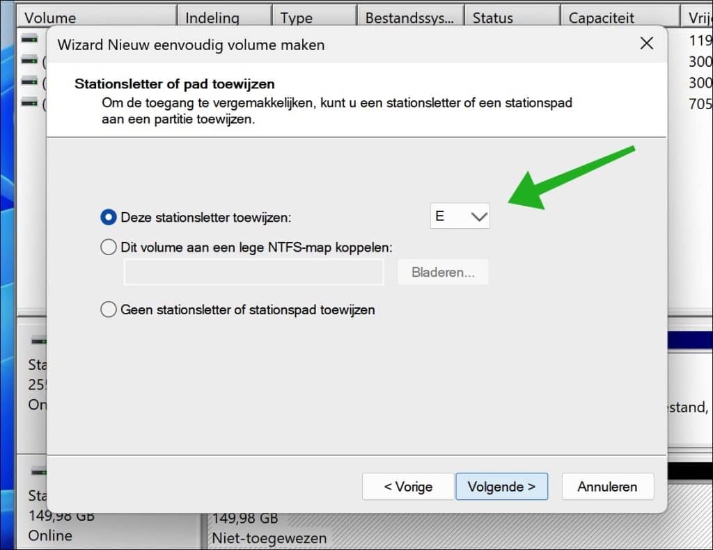 Schijfletter toewijzen