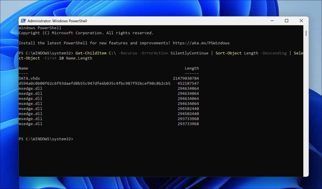 Snel grote bestanden vinden