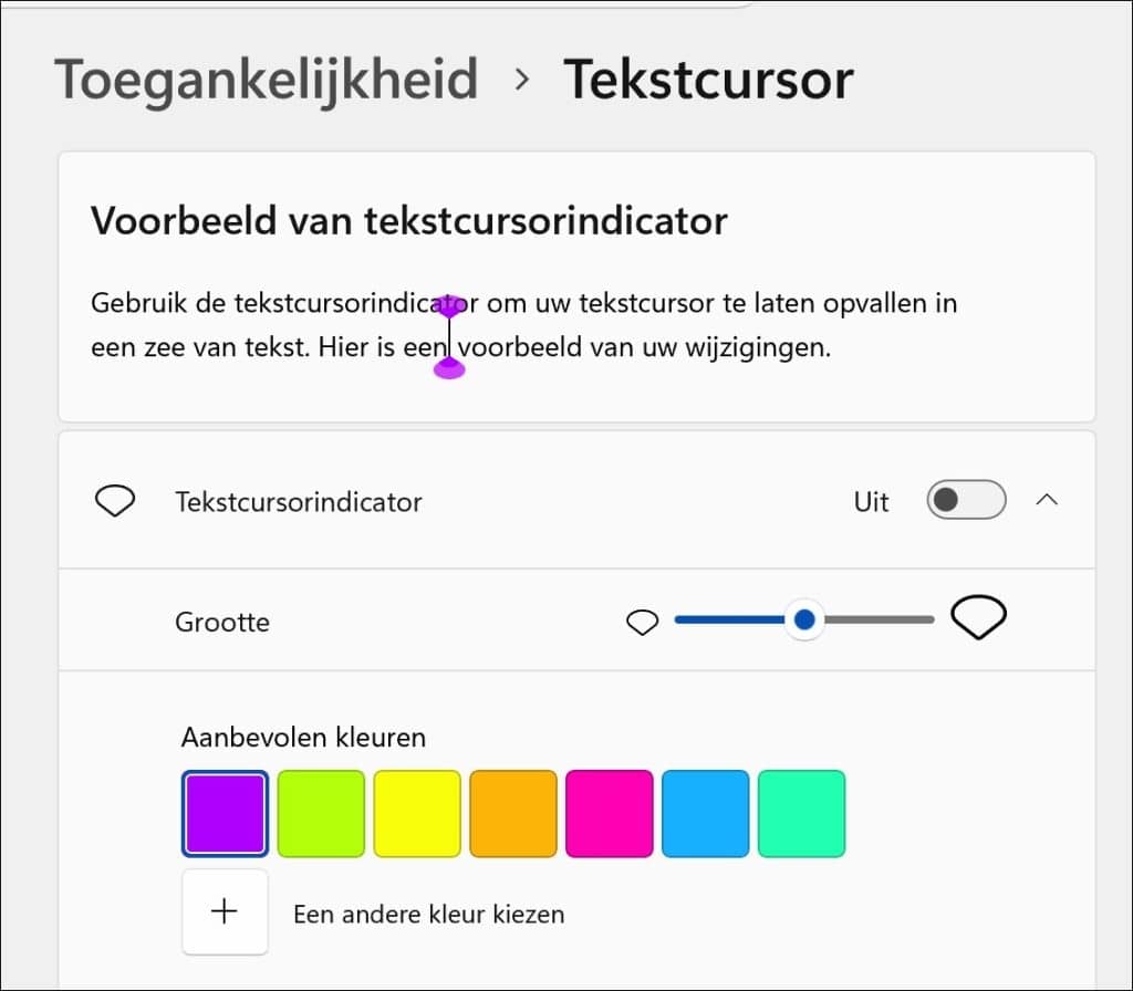 Tekstcursor beter zichtbaar maken