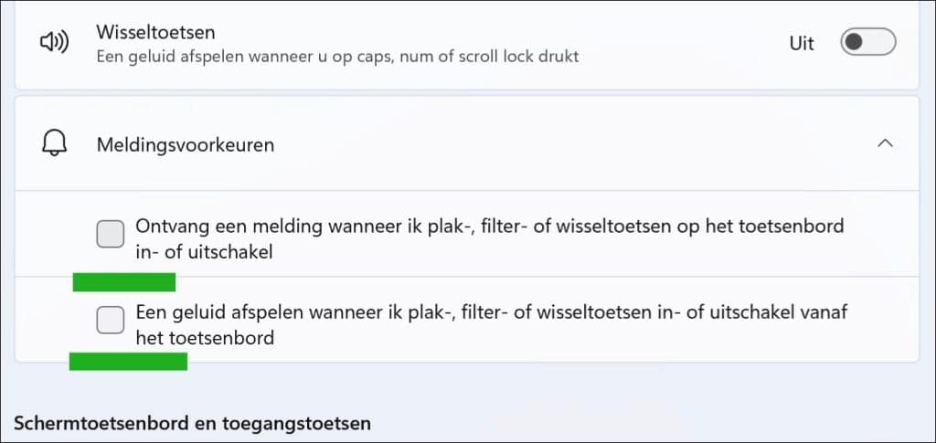 Typgeluiden en feedback uitschakelen