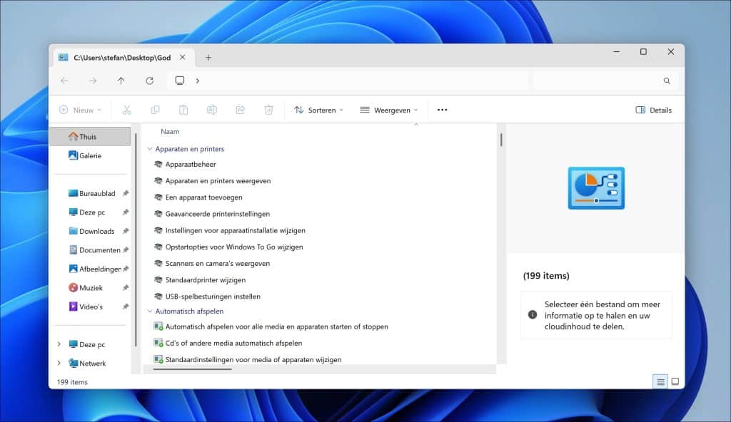 Verborgen God Mode menu inschakelen