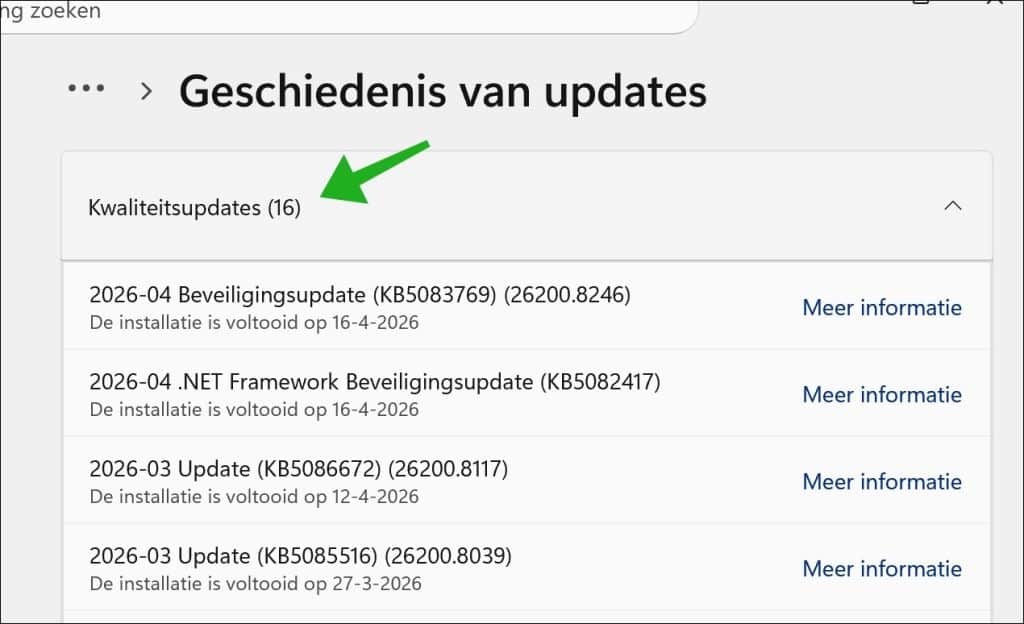 categorie en controleer of het KB-nummer ertussen staat