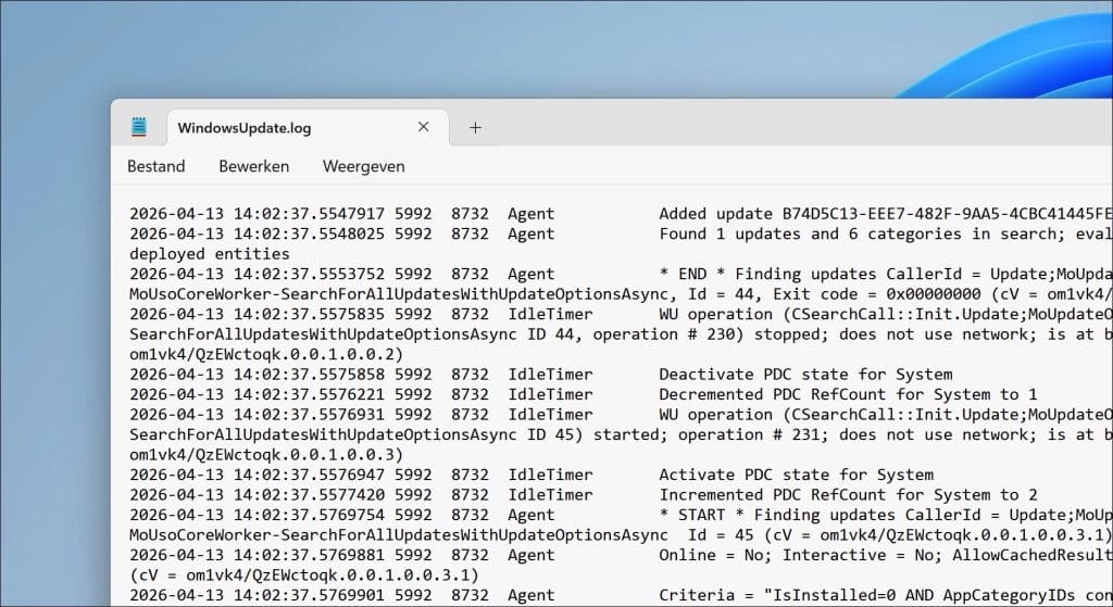 windowsupdate logbestand