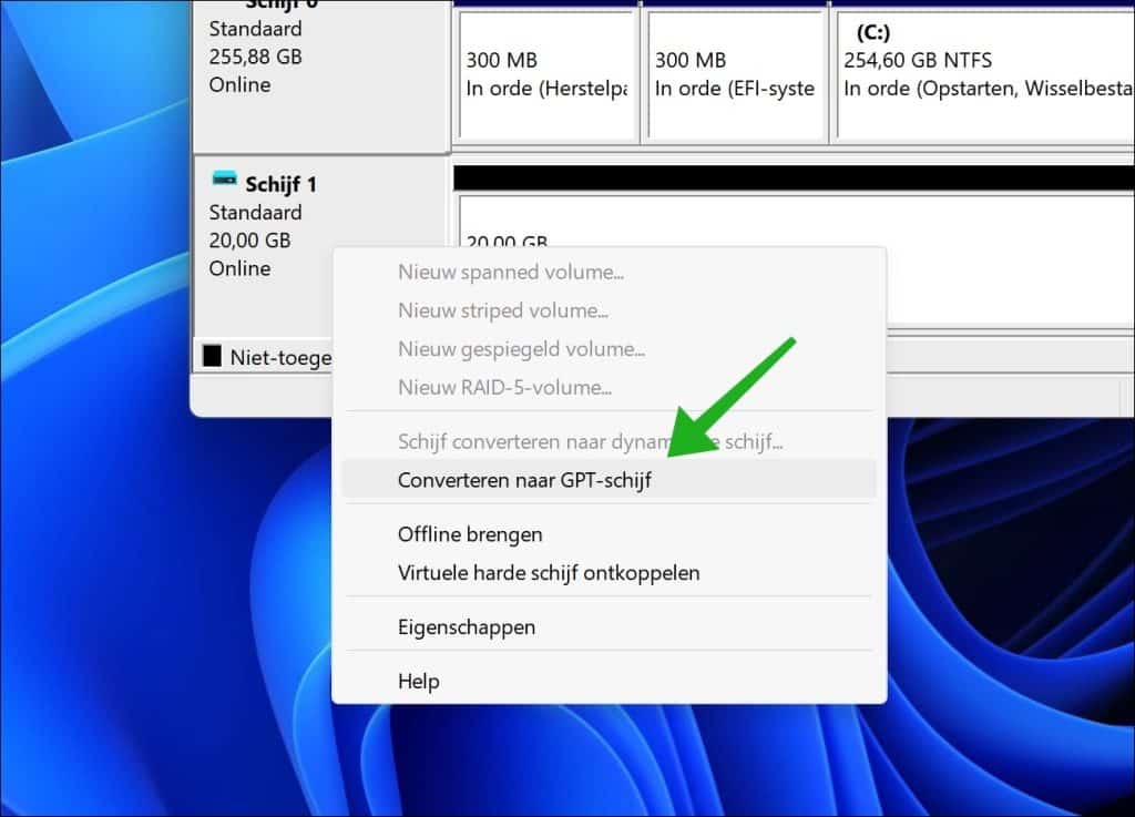 Converteren naar GPT-schijf