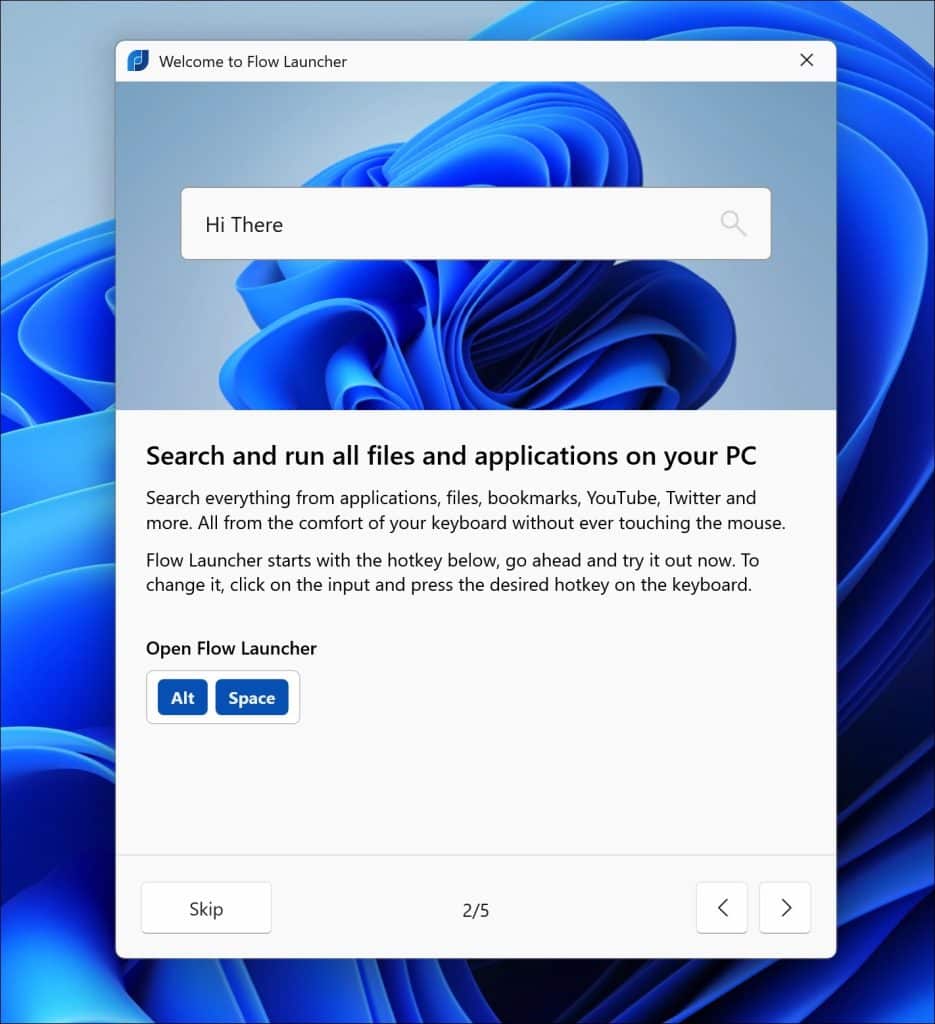 Flow Launcher sneltoets
