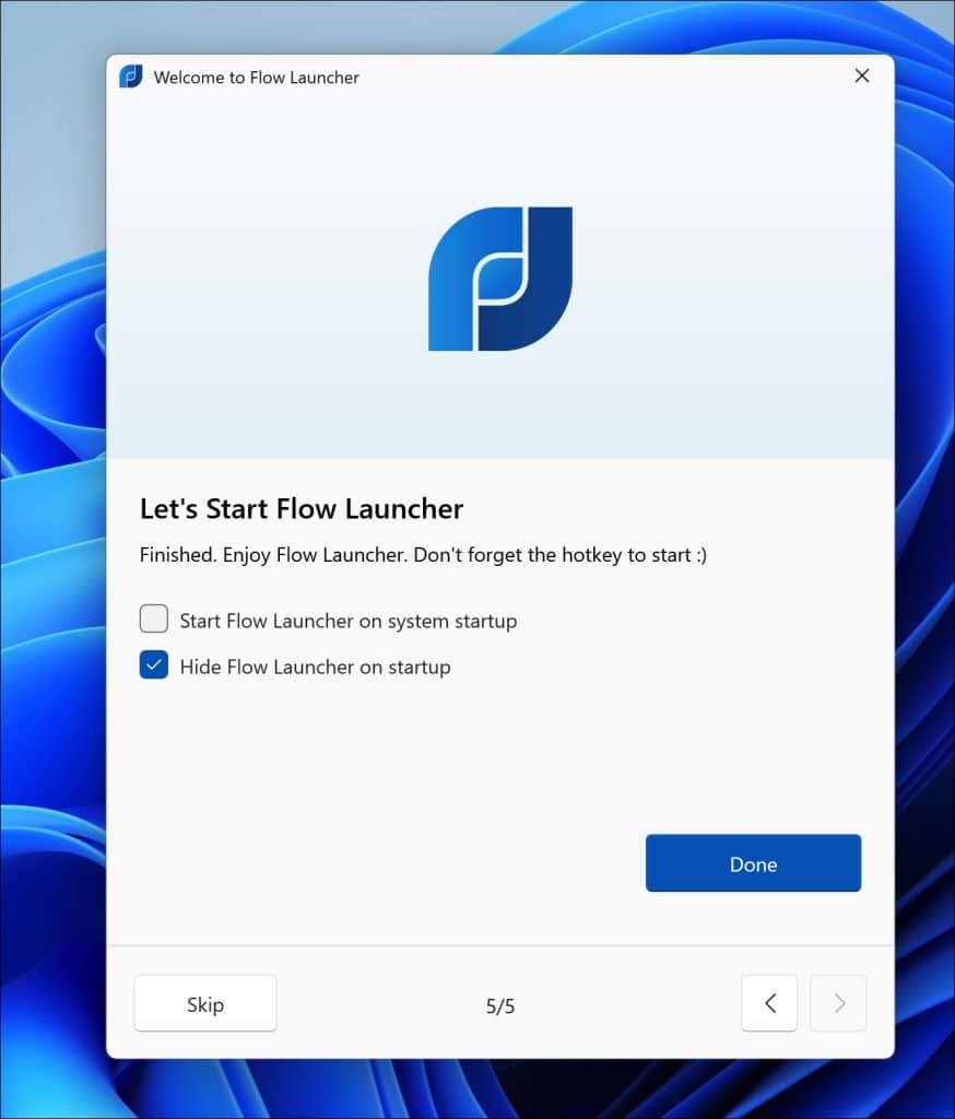 Flow launcher opstarten met de computer