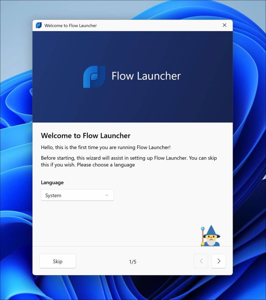 Flow launcher taal kiezen