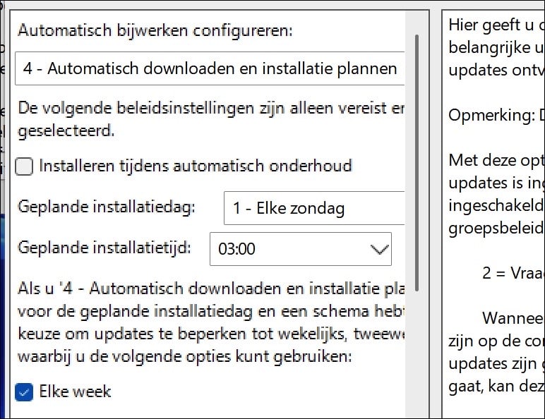 Kies een dag en tijd om updates te installeren in Windows 11