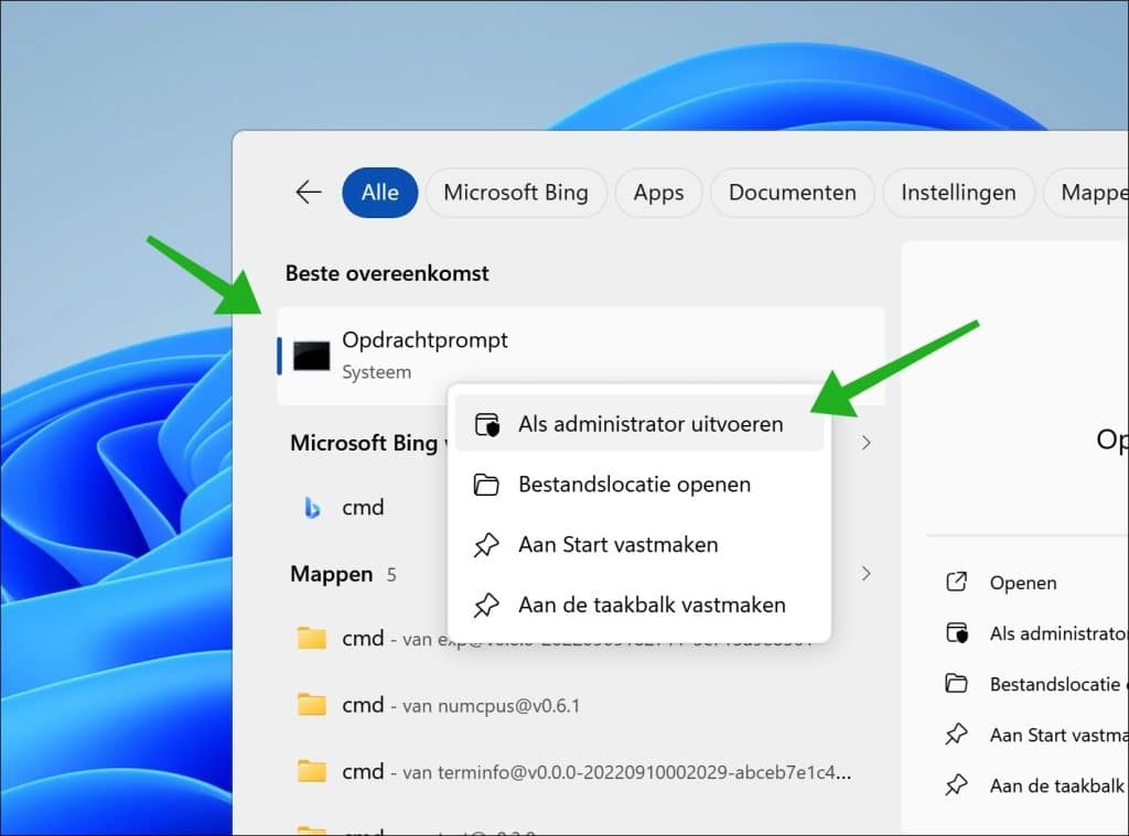 Opdrachtprompt als administrator