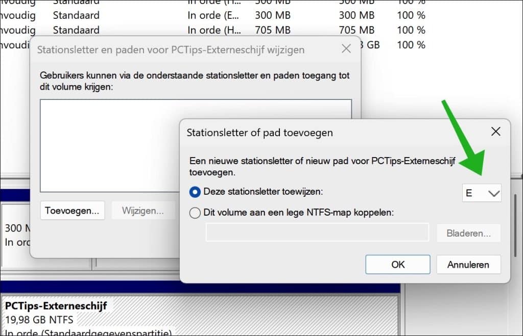 Schijfletter toevoegen