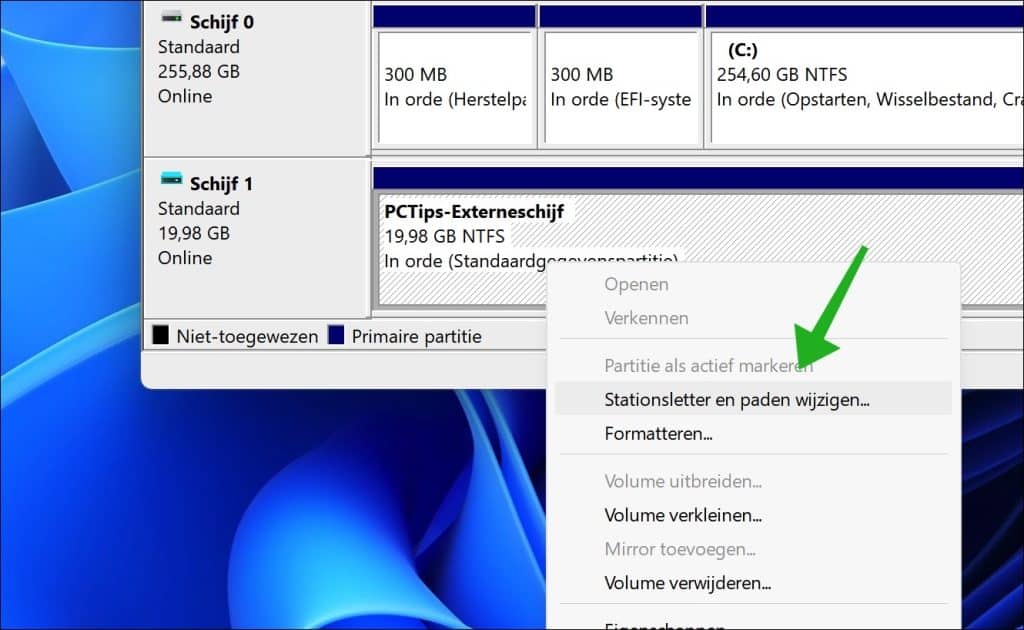 Stationsletter en paden wijzigen
