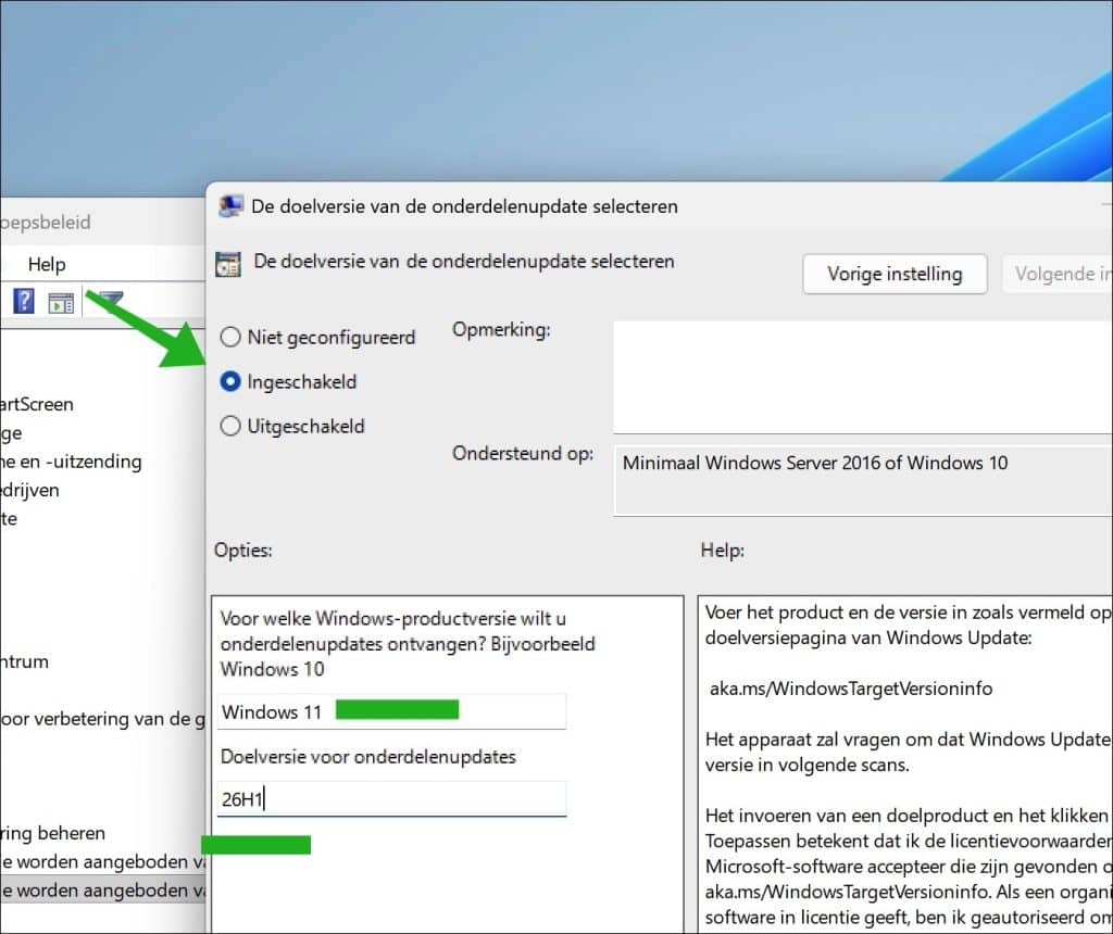 Windows 11 op een specifieke versie houden via groepsbeleid