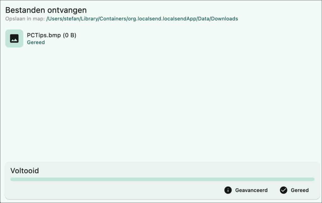 bestandsoverdracht binnen hetzelfde netwerk met LocalSend