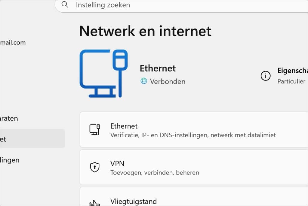 verbonden bent met het netwerk