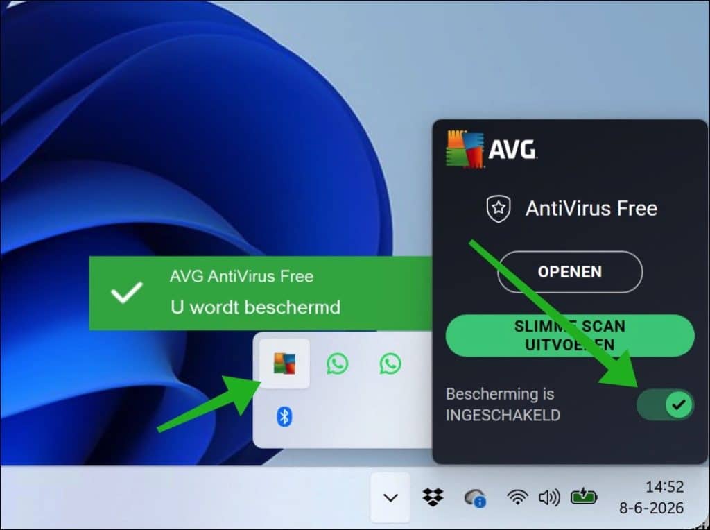 AVG bescherming uitschakelen