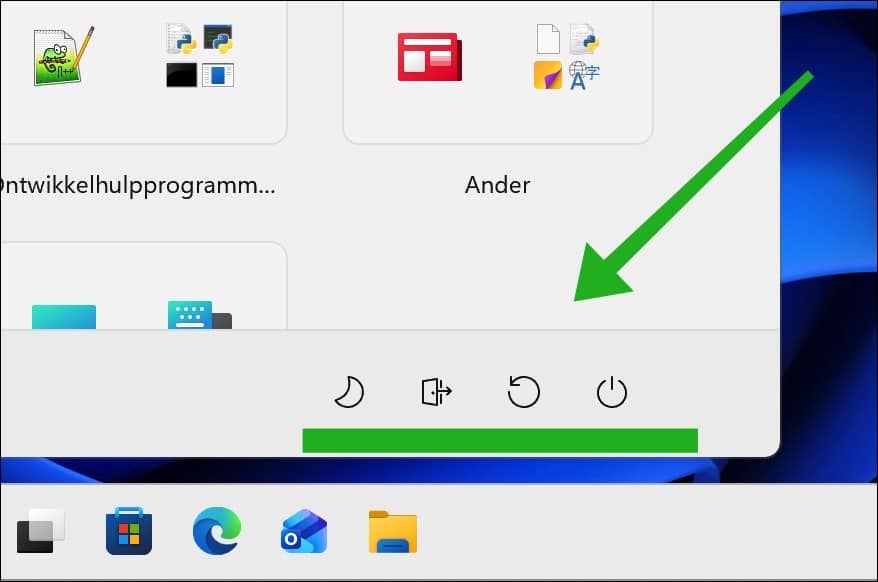 Afsluitknoppen toevoegen aan het Windows 11 startmenu