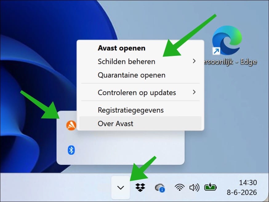 Avast antivirus schilden beheren