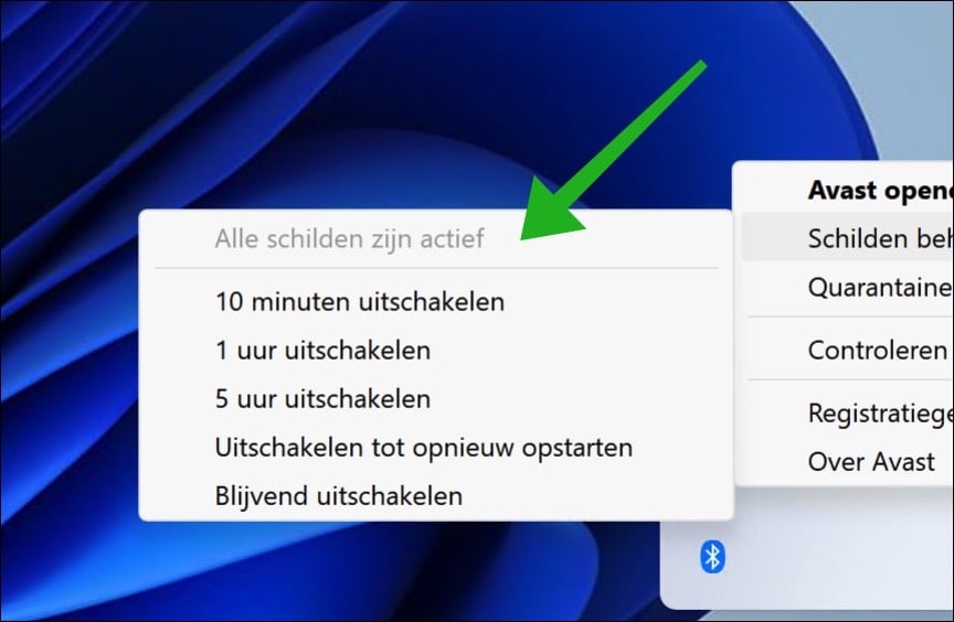 Avast antivirus tijdelijk uitschakelen