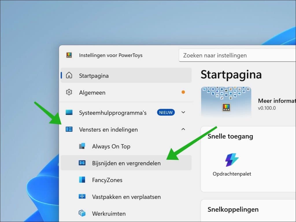Bijsnijden en vergrendelen openen