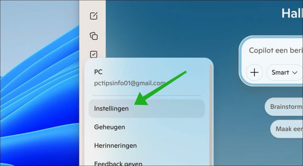 Copilot instellingen