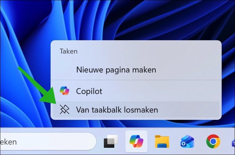 Copilot-knop verbergen op de taakbalk