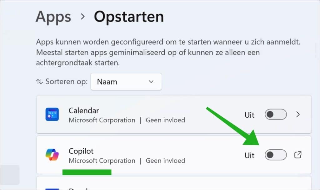 Copilot uitschakelen via Taakbeheer