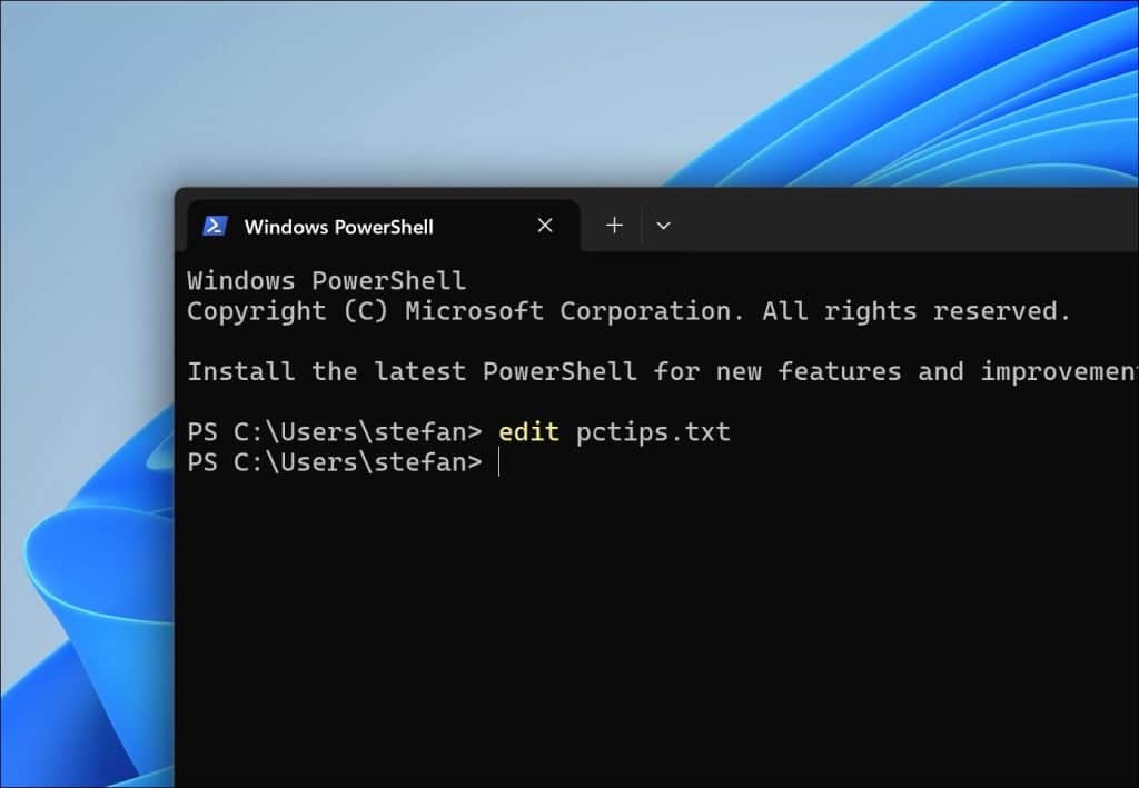 Een tekstbestand openen met Microsoft Edit