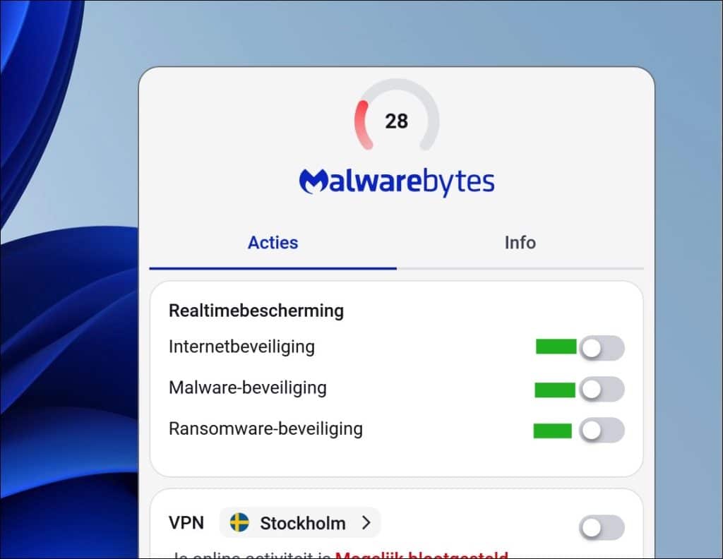 Malwarebytes uitschakelen
