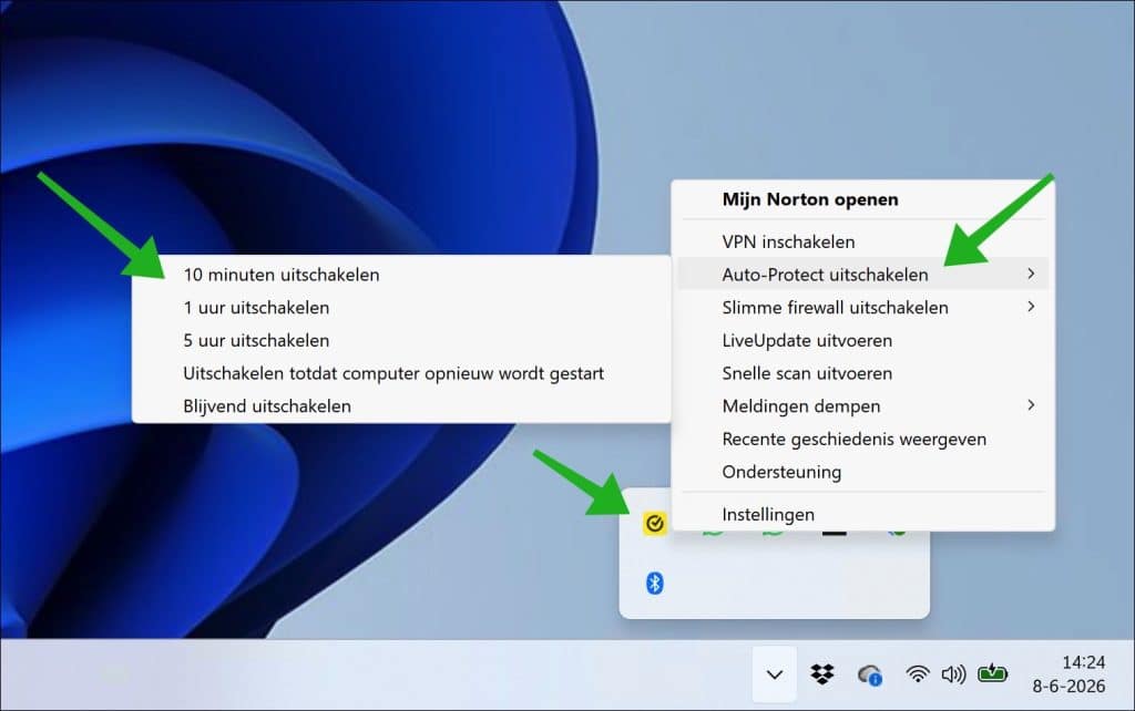 Norton antivirus uitschakelen