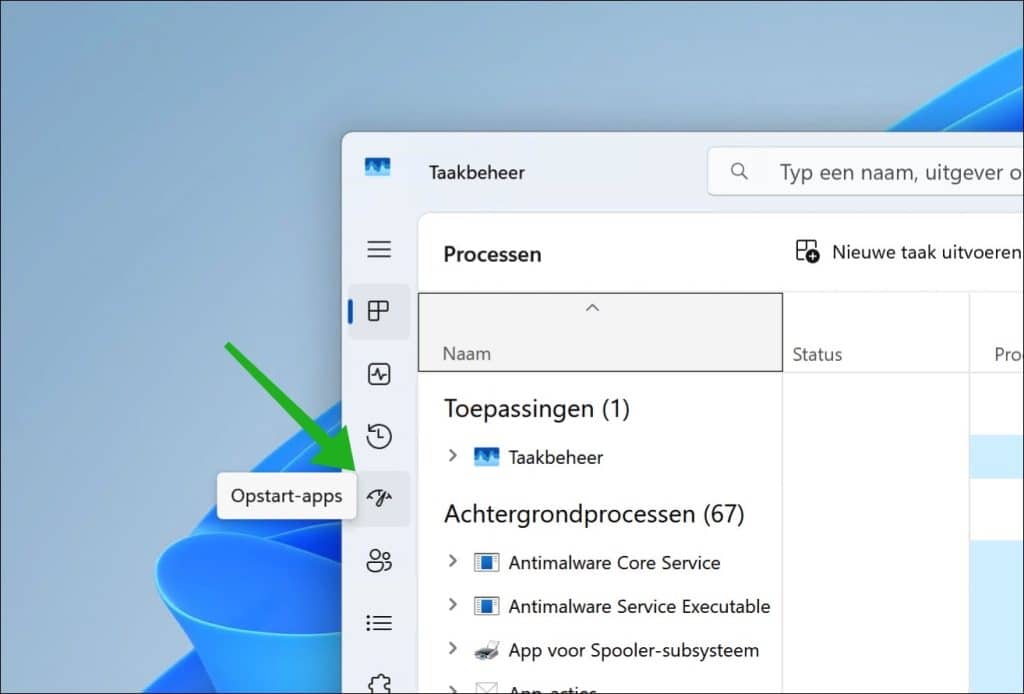 Opstart-apps taakbeheer