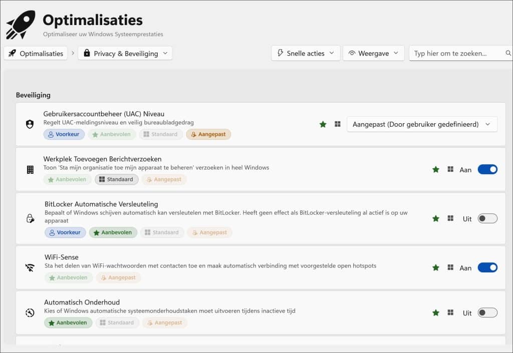 Privacy & Beveiliging winhance
