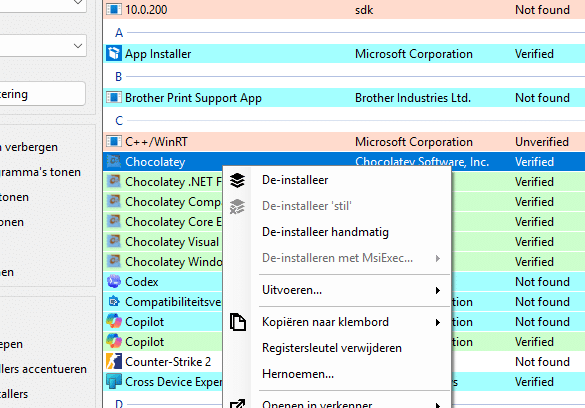 Programma geforceerd verwijderen