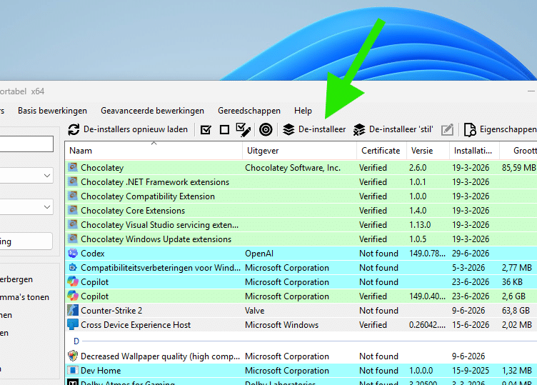 Programmas verwijderen met Bulk Crap Uninstaller