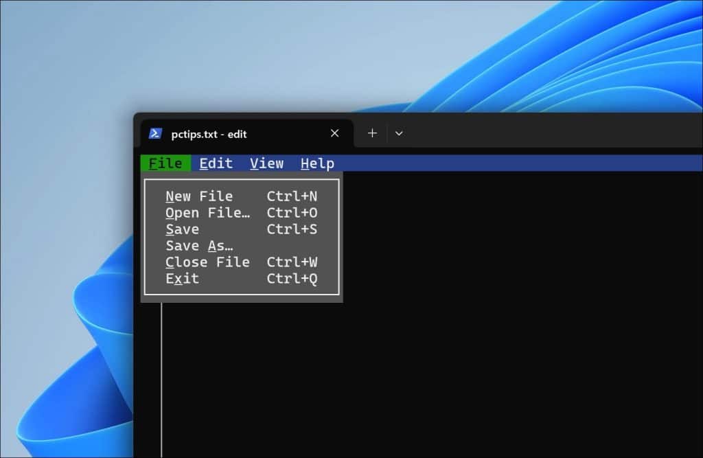 Tekst opslaan in Microsoft Edit