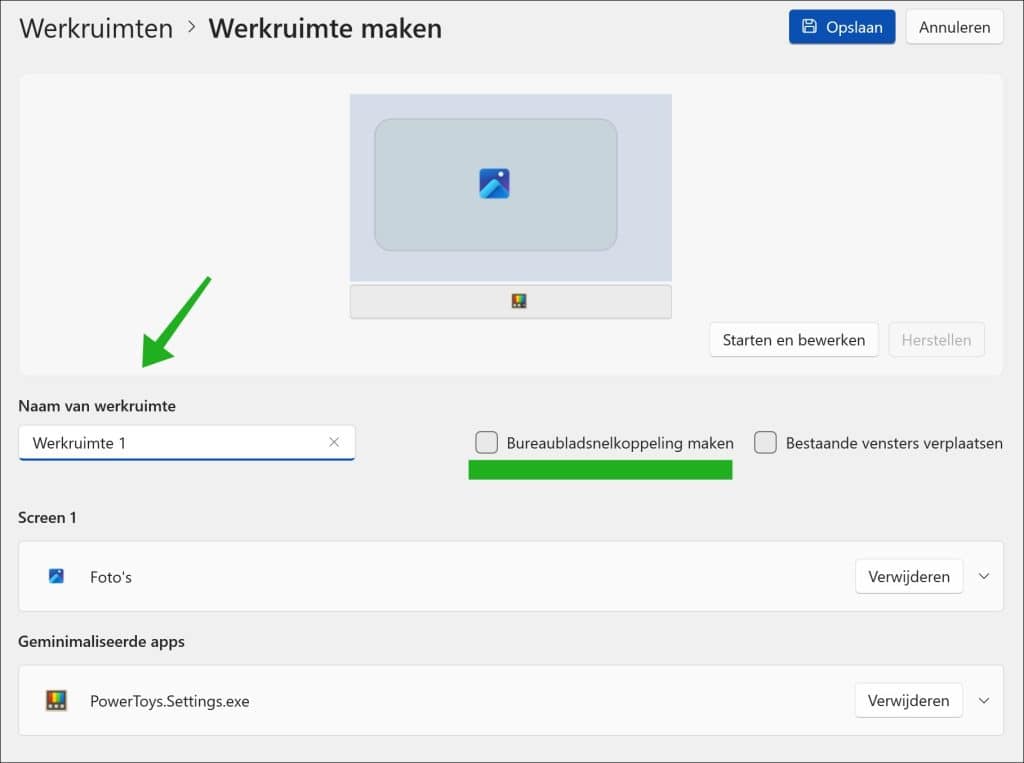 Werkruimte opslaan