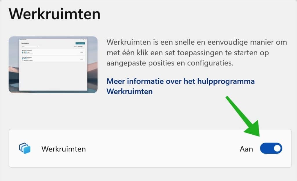 Werkruimten inschakelen
