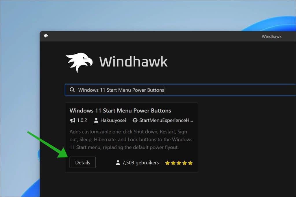 Windows 11 Start Menu Power Buttons details