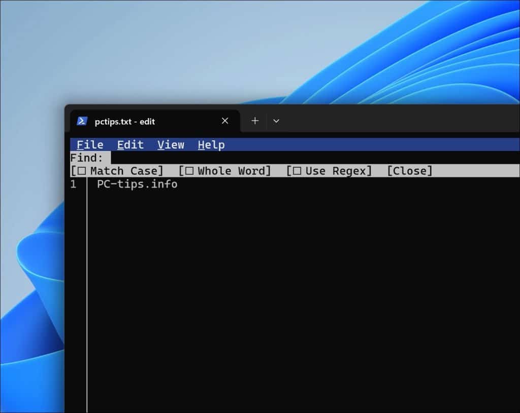 Zoeken en vervangen in Microsoft Edit
